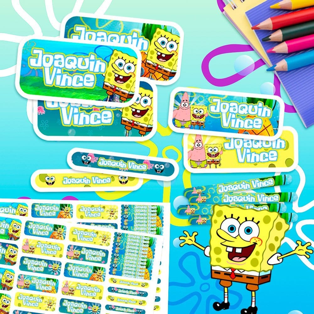 Etiquetas Escolares para Imprimir | Bob Esponja (Archivo Digital PDF)