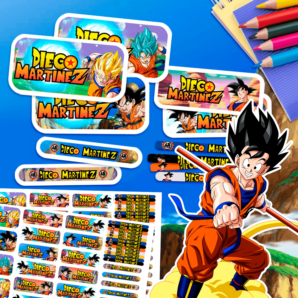 Etiquetas Escolares para Imprimir | Dragon Ball Z (Archivo Digital PDF)