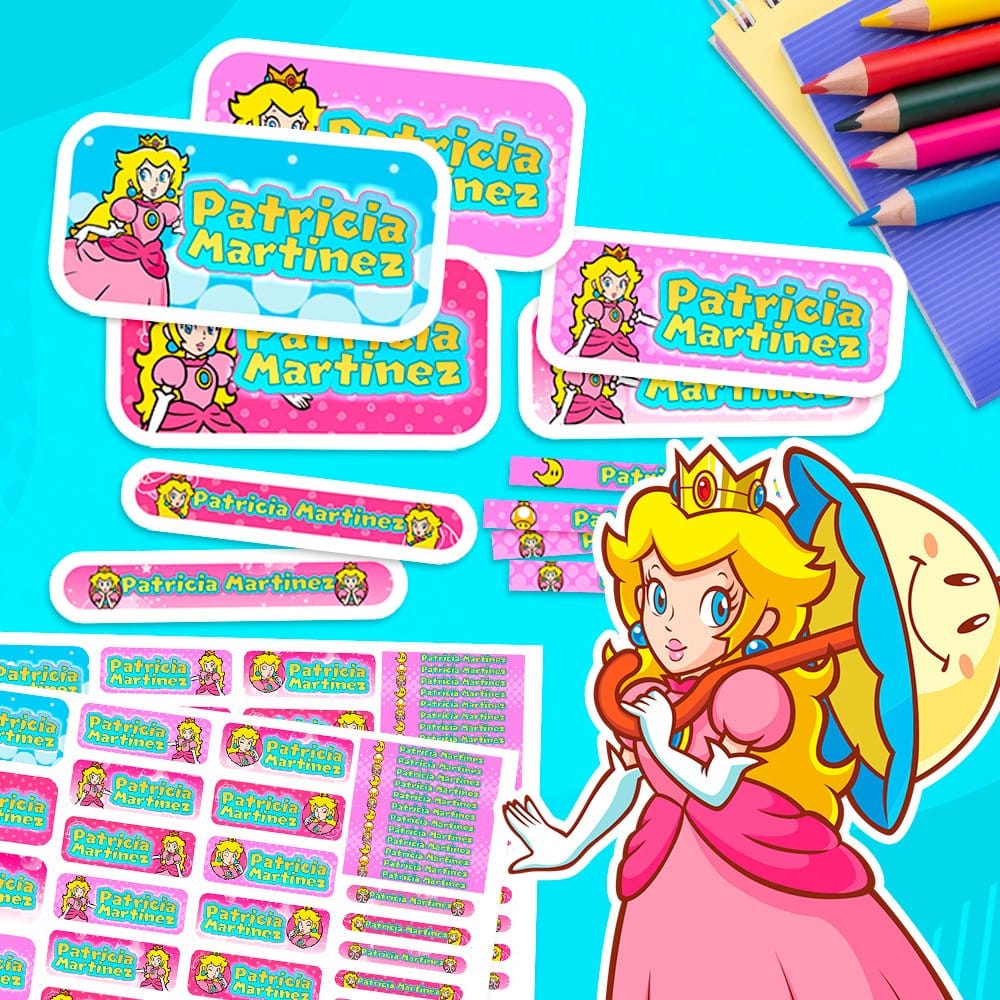 Etiquetas Escolares para Imprimir | Princesa Peach (Archivo Digital PDF)