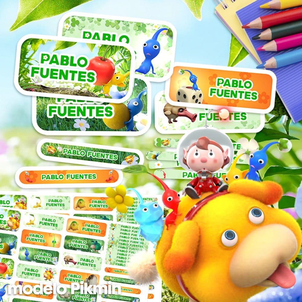 Etiquetas Escolares para Imprimir | Pikmin (Archivo Digital PDF)