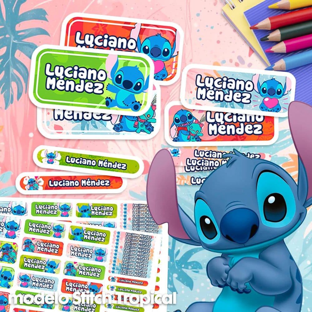 Etiquetas Escolares - Stitch Tropical