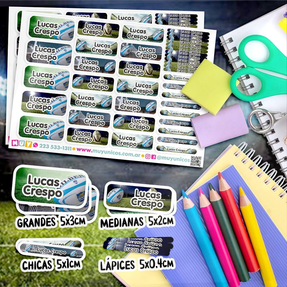 Etiquetas Escolares para Imprimir | Rugby (Archivo Digital PDF) - Imagen 2