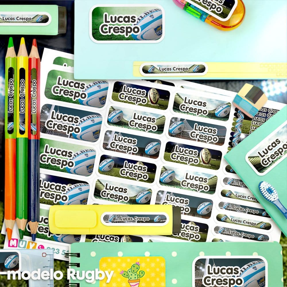 Etiquetas Escolares para Imprimir | Rugby (Archivo Digital PDF)