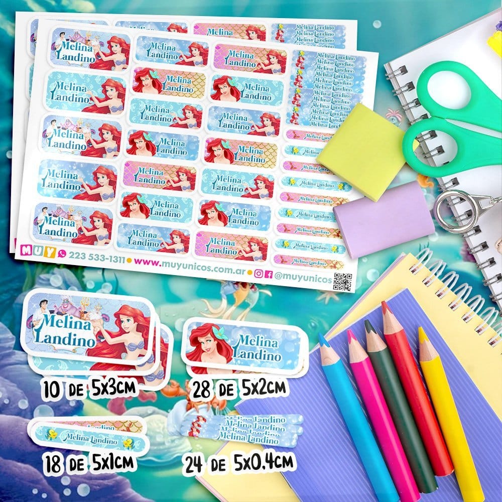 Etiquetas Escolares - La Sirenita