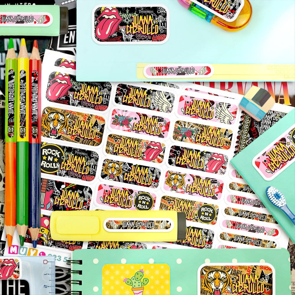Etiquetas Escolares para Imprimir | Rock & Roll (Archivo Digital PDF) - Imagen 3